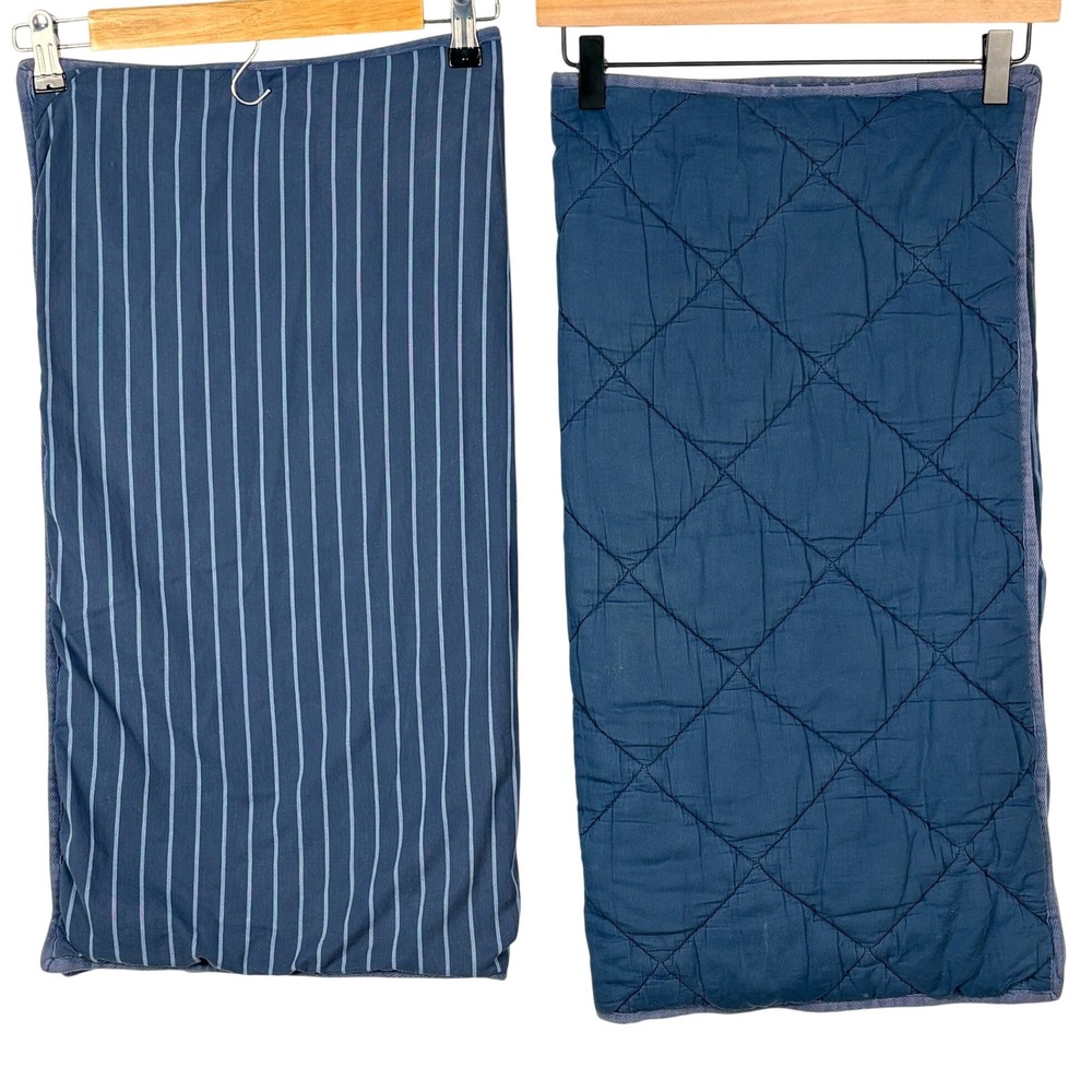 PBteen Pottery Barn Set if 2 Navy Blue Pinstripe Quilted Euro Shams 26x26 Cotton